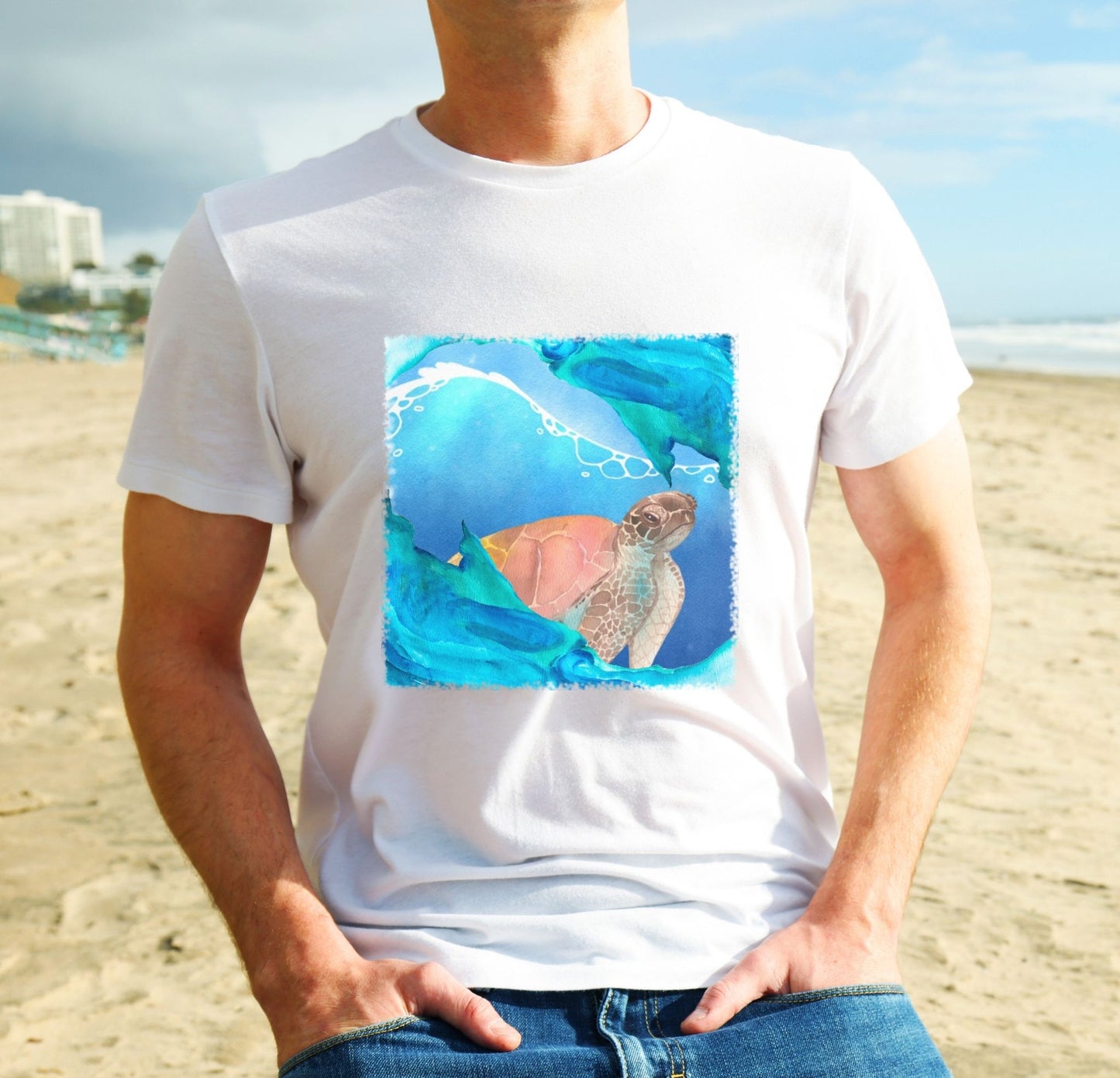 Sea turtle watercolor beach shirt