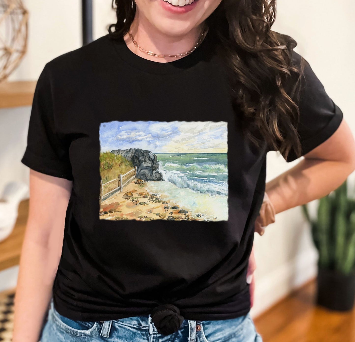 Watercolor Peaceful Day at the Beach T shirt