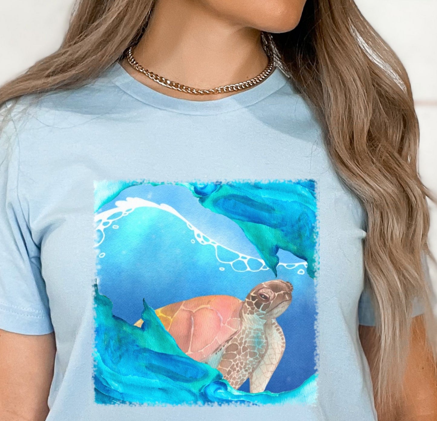 Sea turtle watercolor beach shirt