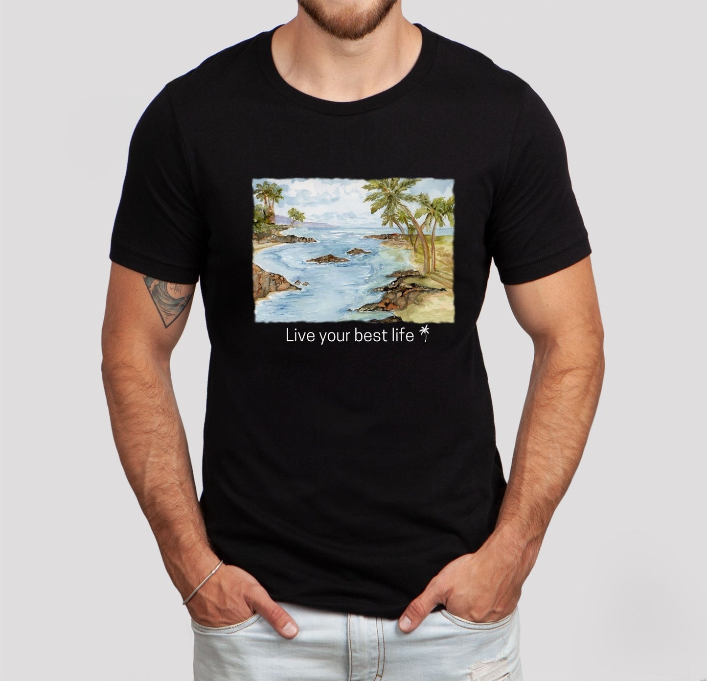 Live your Best Life Watercolor Beach Tee Shirt