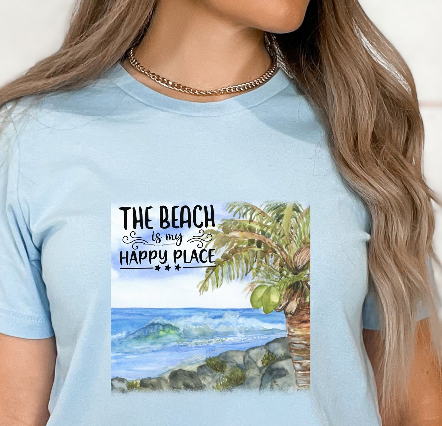 The Beach is My Happy Place Watercolor T shirt