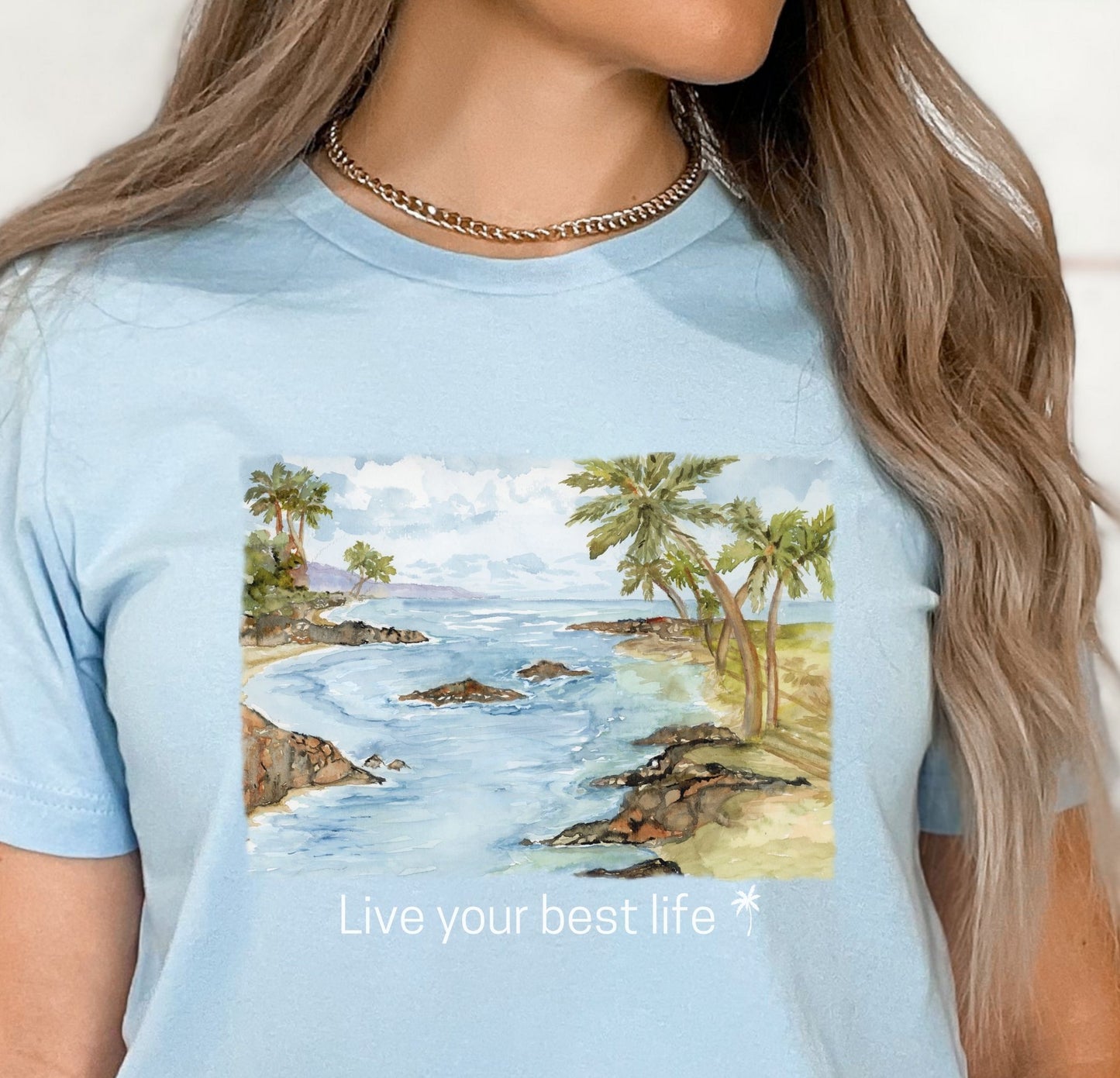 Live your Best Life Watercolor Beach Tee Shirt