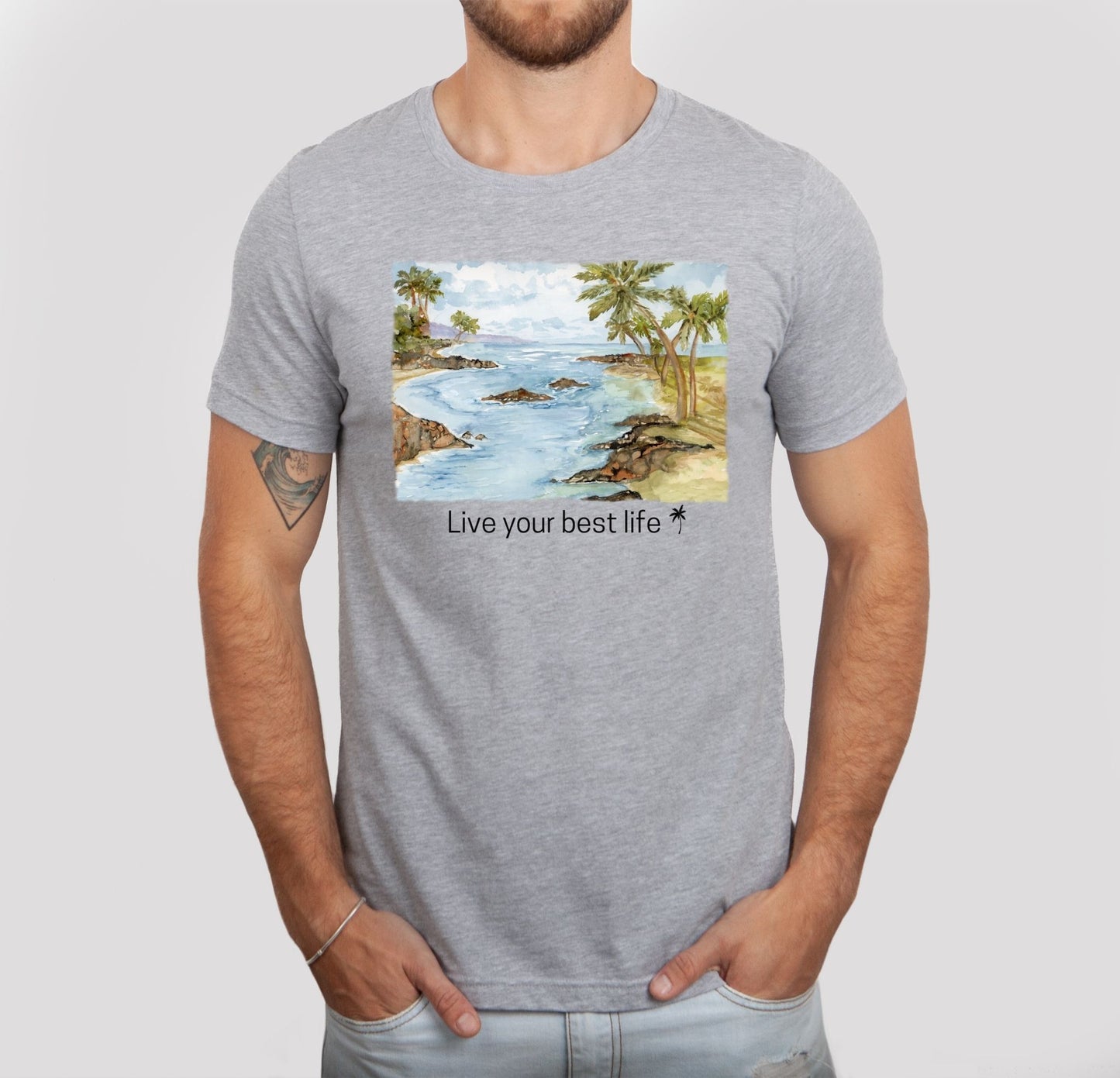 Live your Best Life Watercolor Beach Tee Shirt