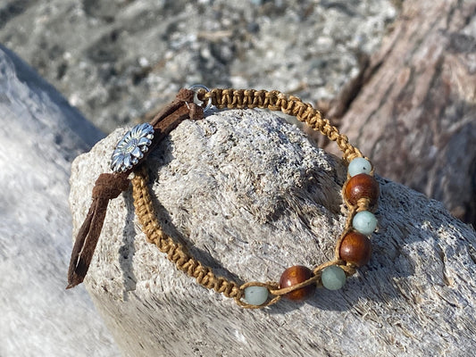 Stone and Wood Sunflower Bracelet