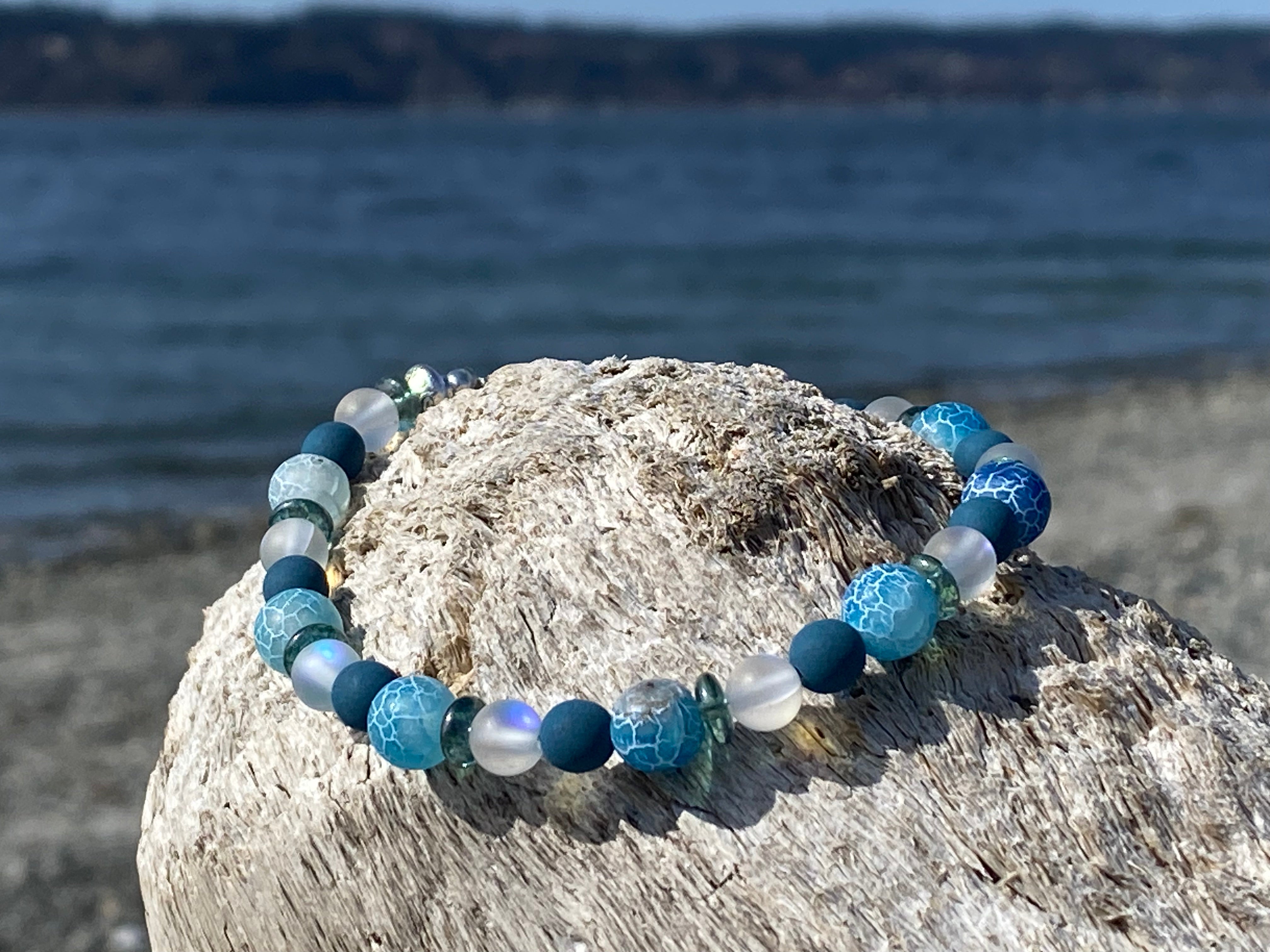 Sea glass bracelet | Beachglass jewelry, Sea glass bracelet, Blue bracelet