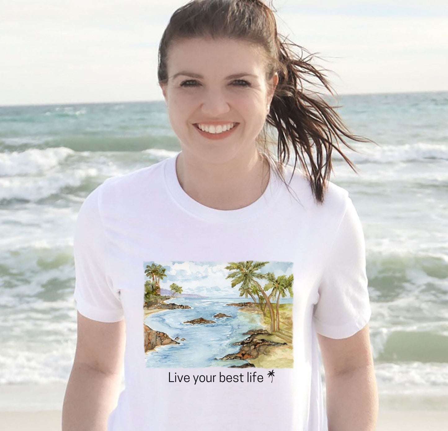 Live your Best Life Watercolor Beach Tee Shirt