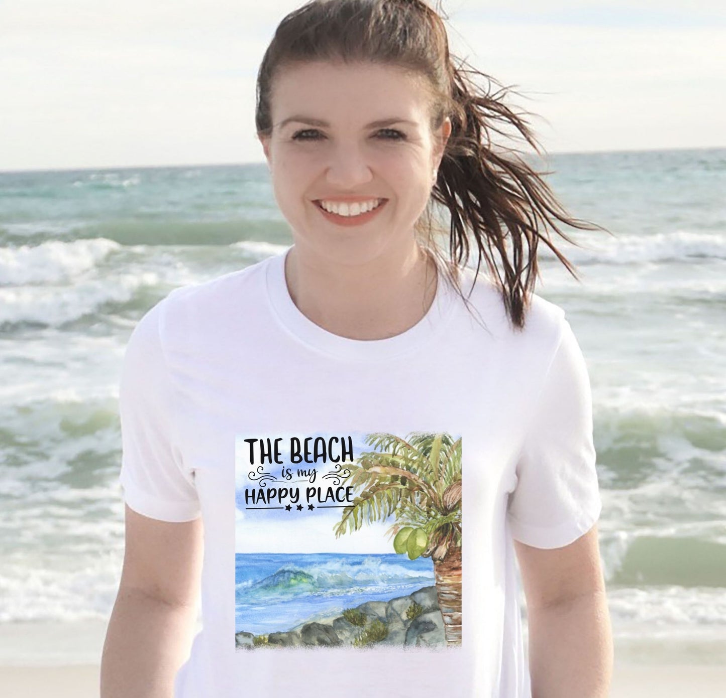 The Beach is My Happy Place Watercolor T shirt