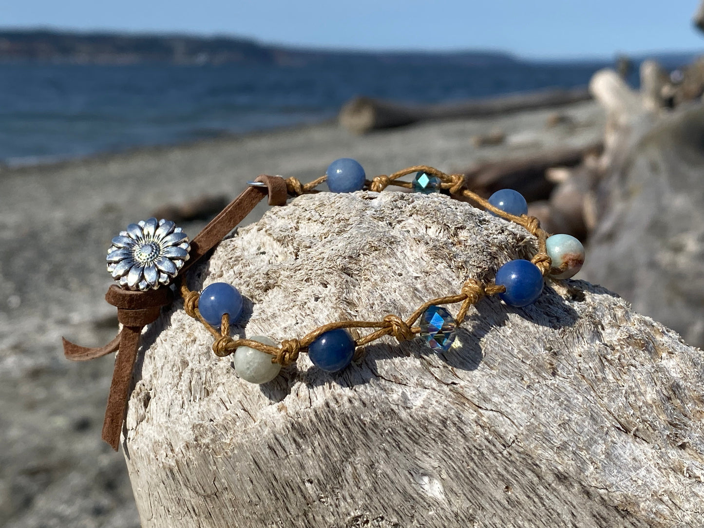 Rustic Ocean Sunflower Sparkle Bracelet