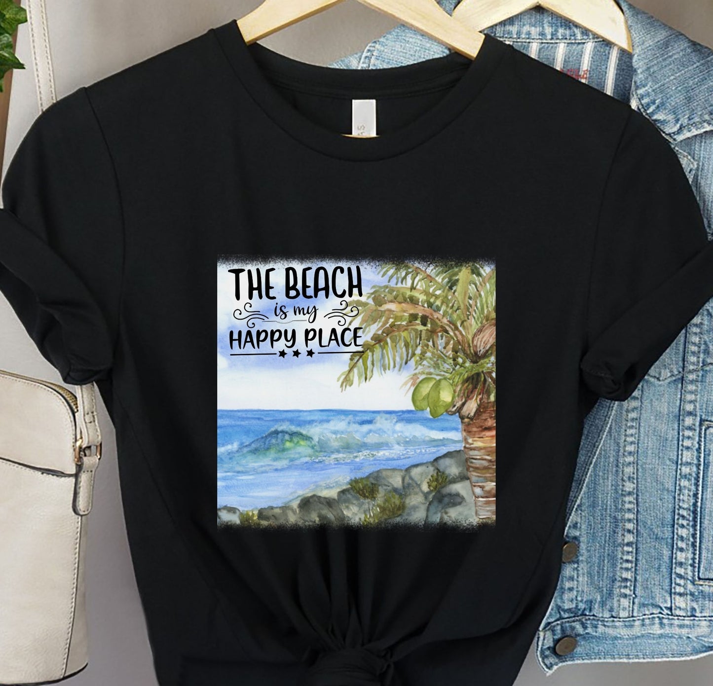 The Beach is My Happy Place Watercolor T shirt