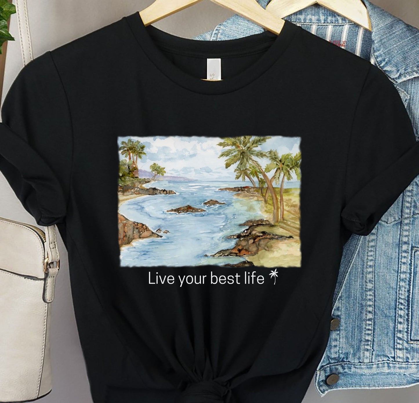 Live your Best Life Watercolor Beach Tee Shirt