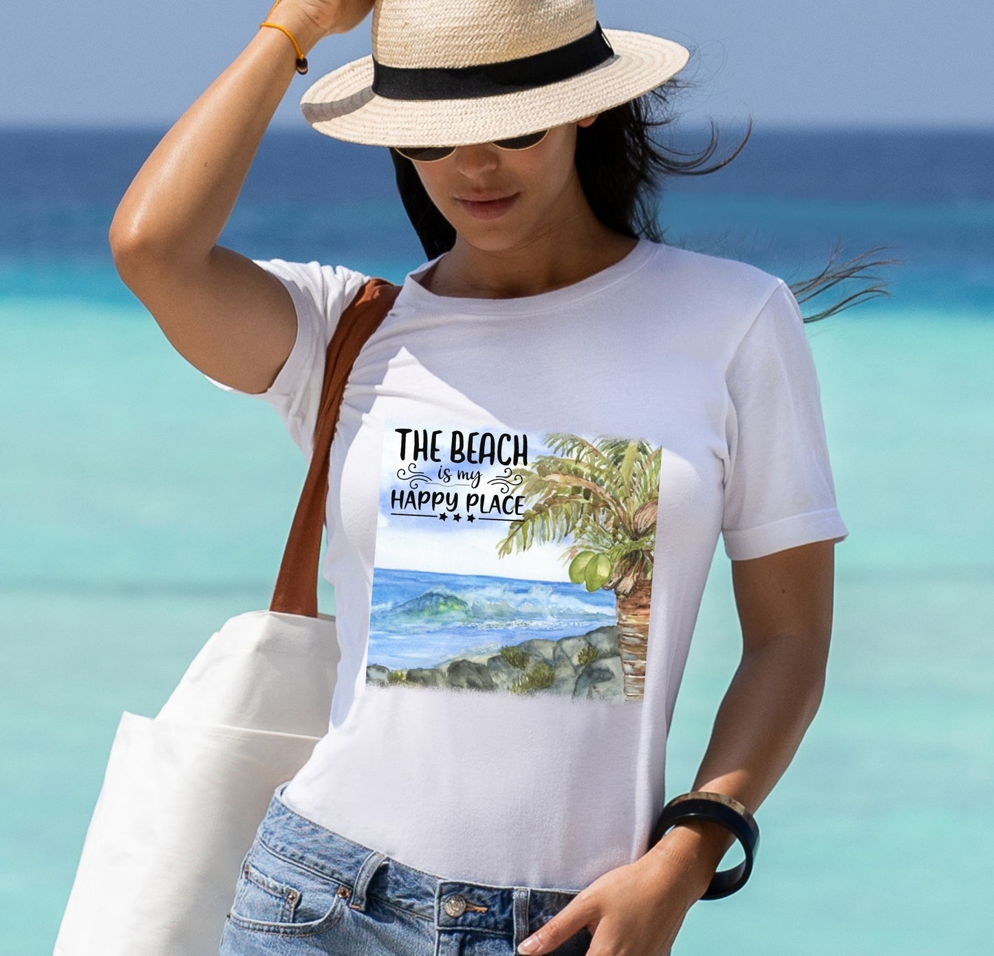 The Beach is My Happy Place Watercolor T shirt