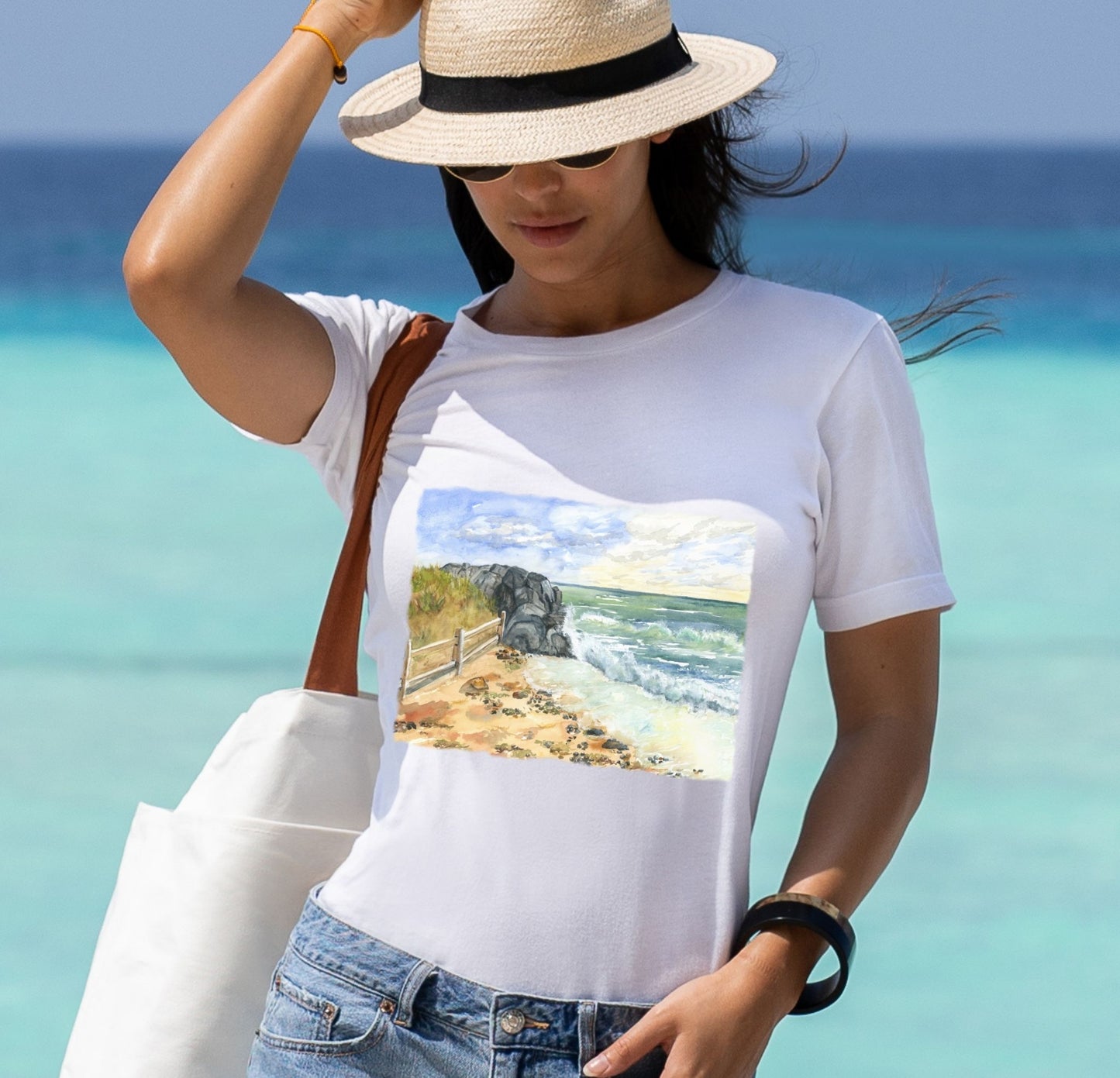 Watercolor Peaceful Day at the Beach T shirt