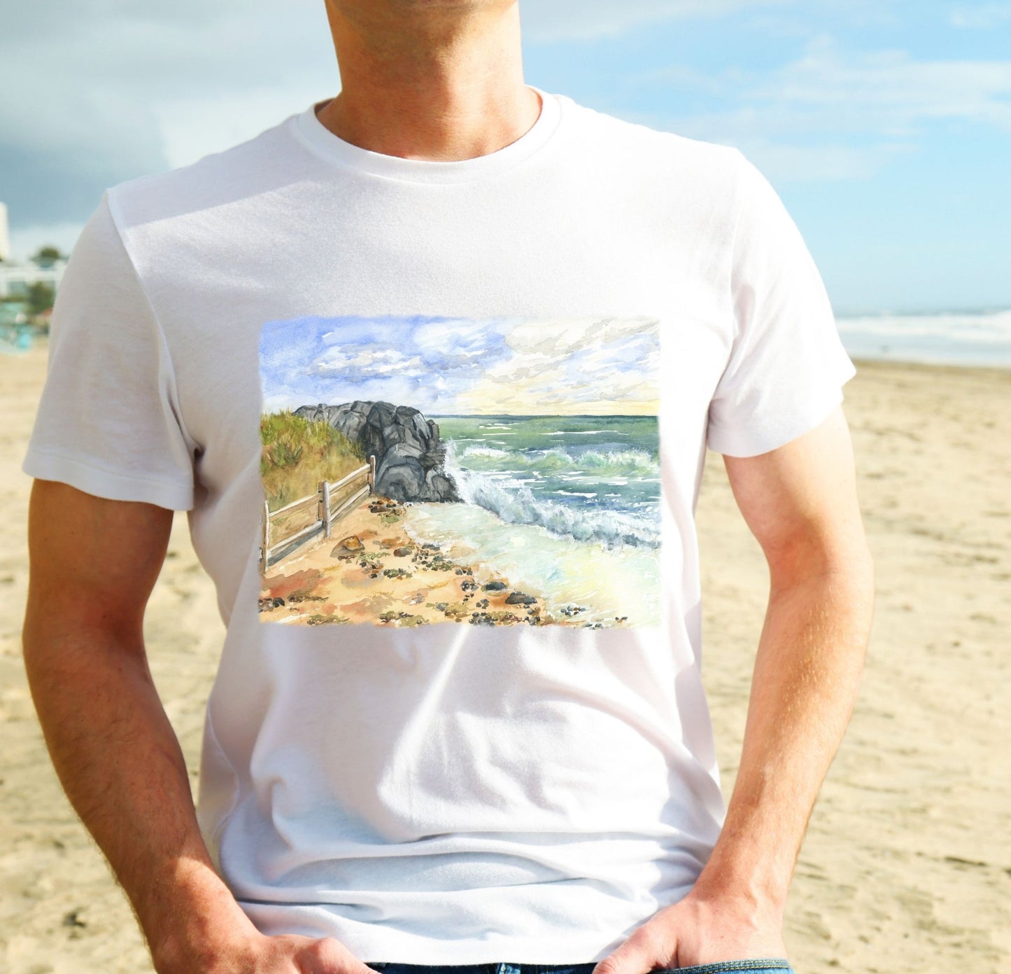 Watercolor Peaceful Day at the Beach T shirt