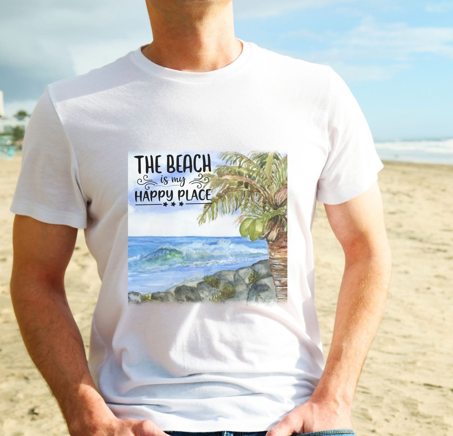 The Beach is My Happy Place Watercolor T shirt