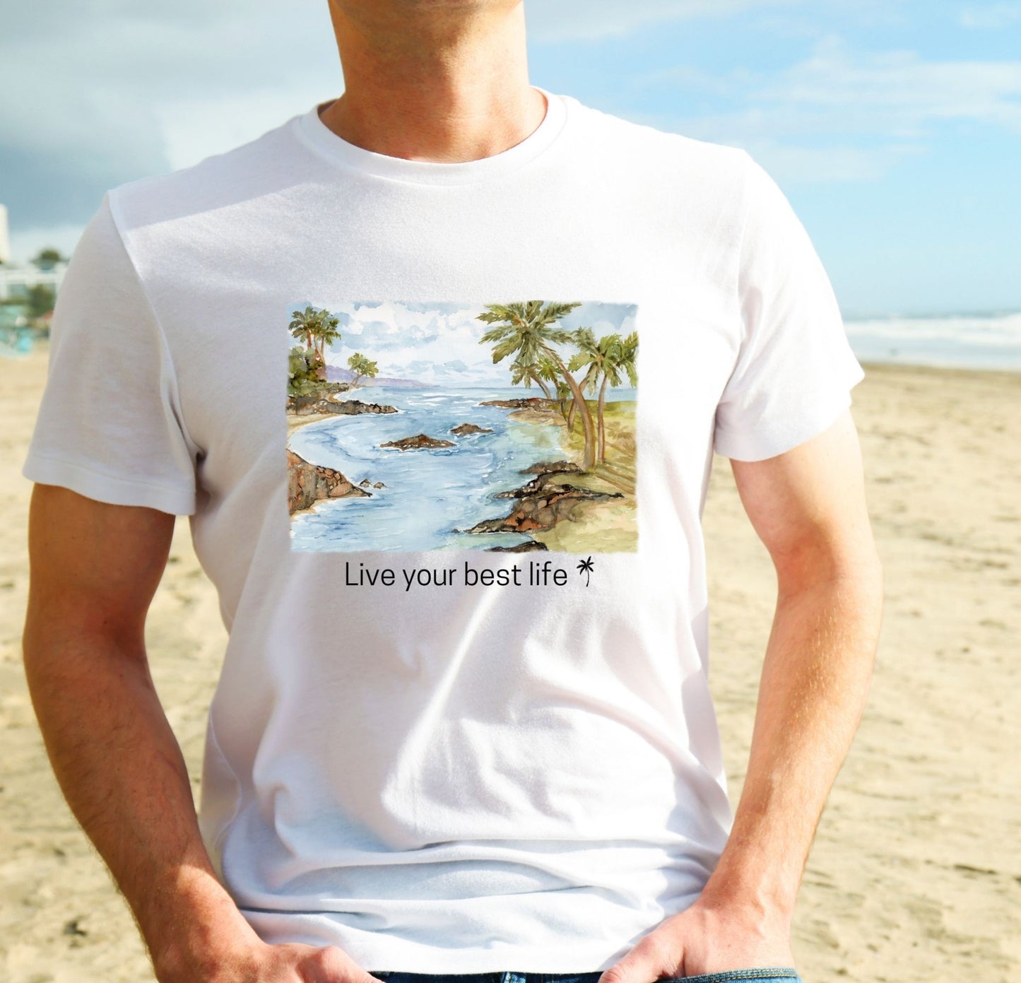 Live your Best Life Watercolor Beach Tee Shirt