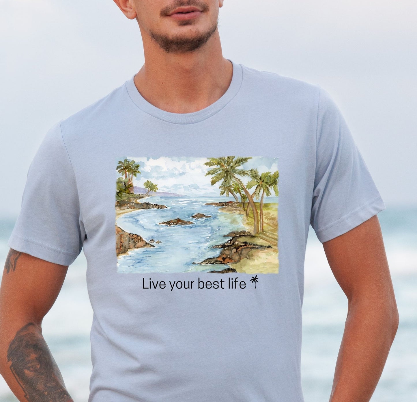 Live your Best Life Watercolor Beach Tee Shirt