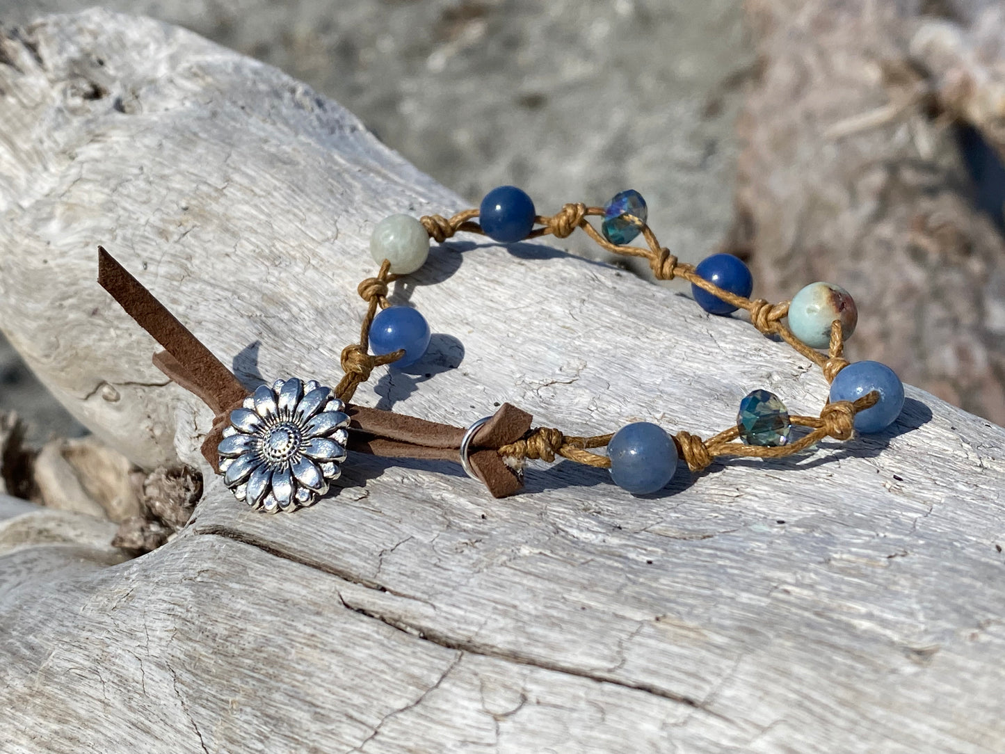 Rustic Ocean Sunflower Sparkle Bracelet