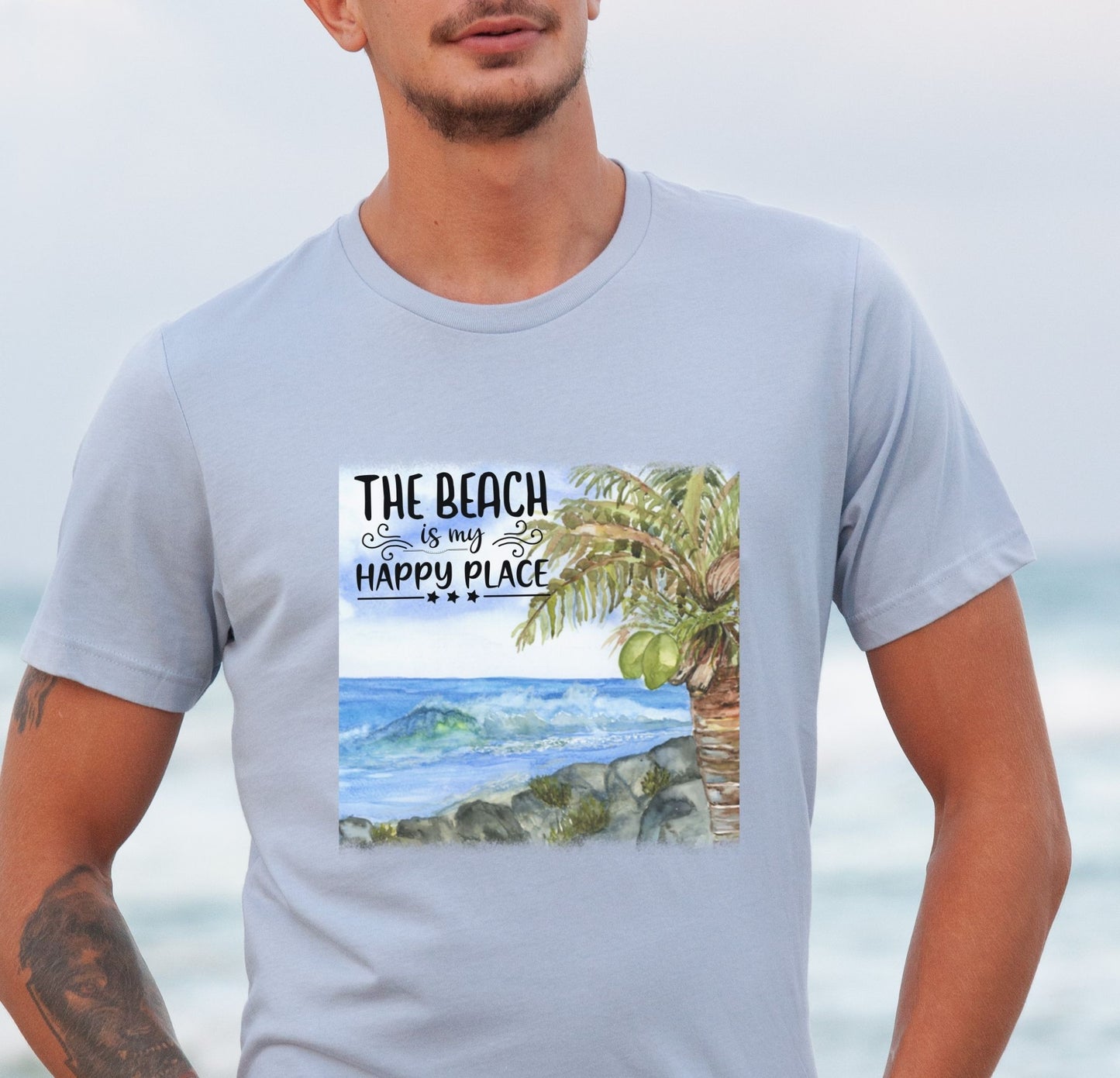 The Beach is My Happy Place Watercolor T shirt