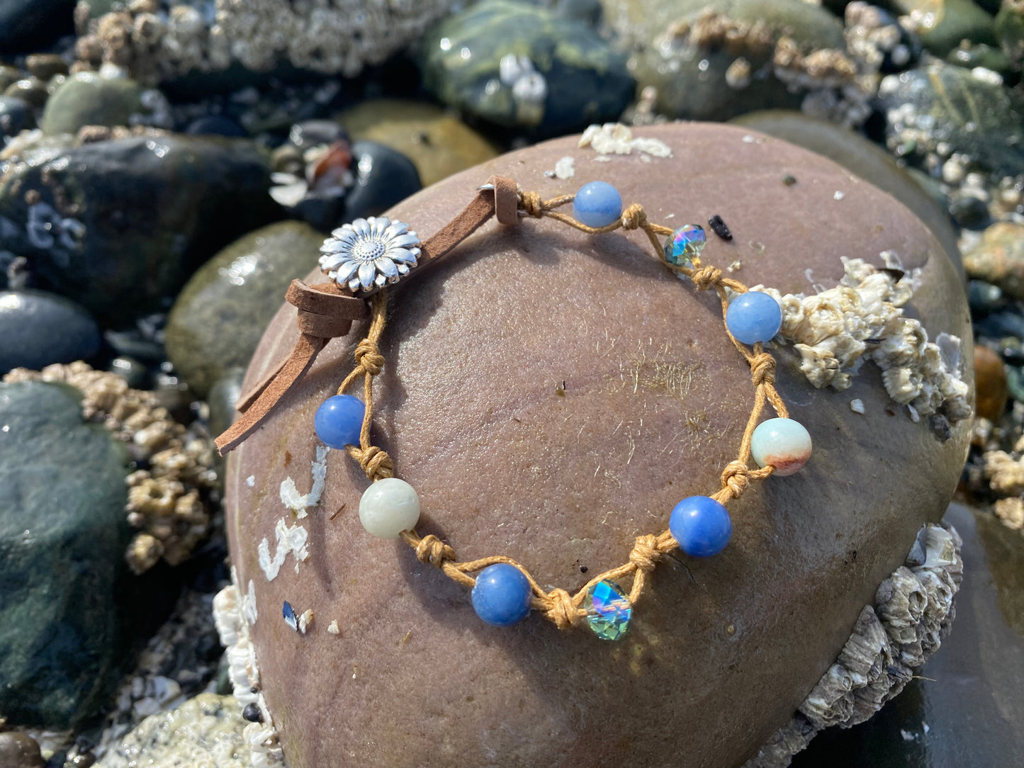 Rustic Ocean Sunflower Sparkle Bracelet