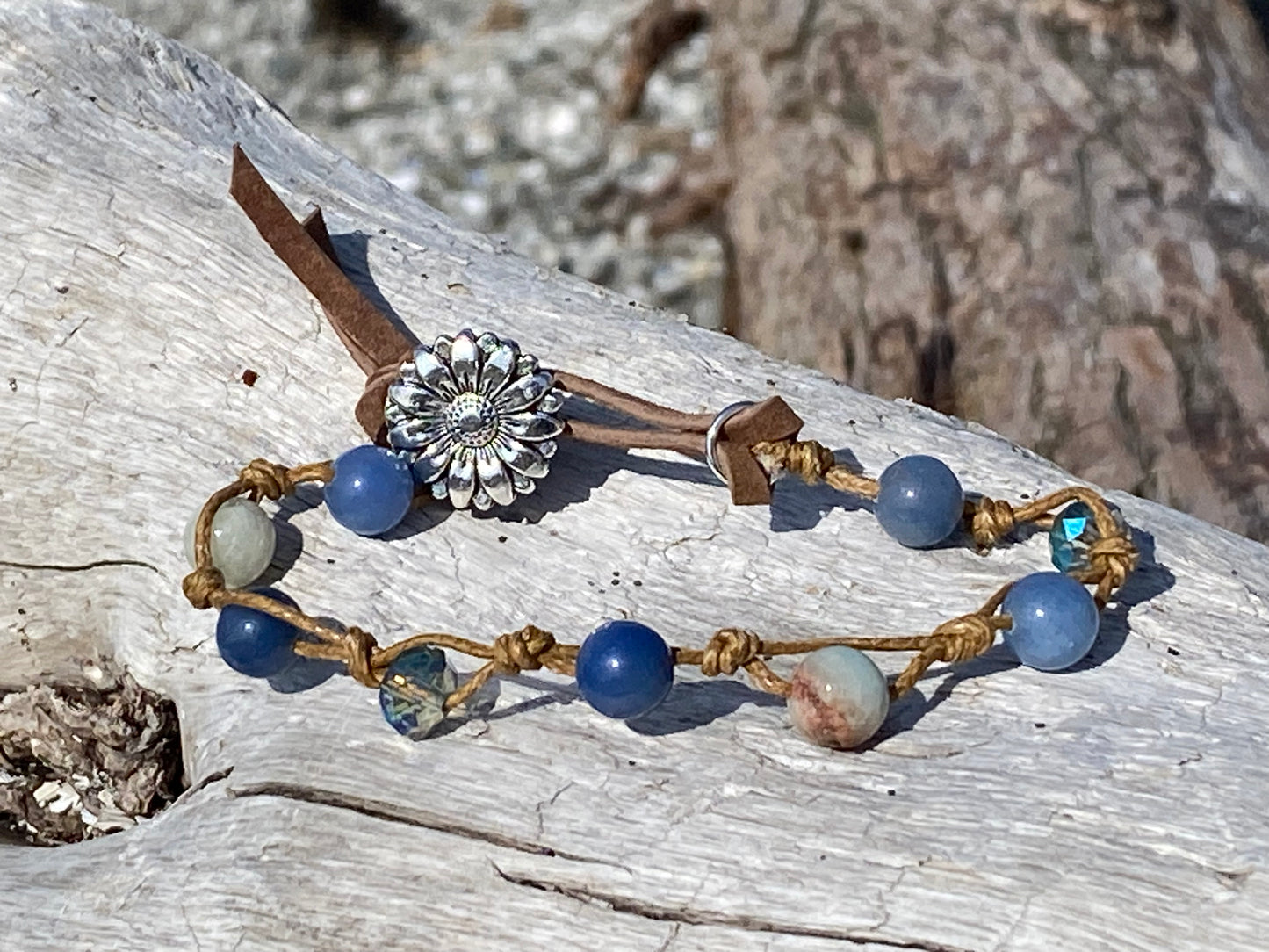 Rustic Ocean Sunflower Sparkle Bracelet