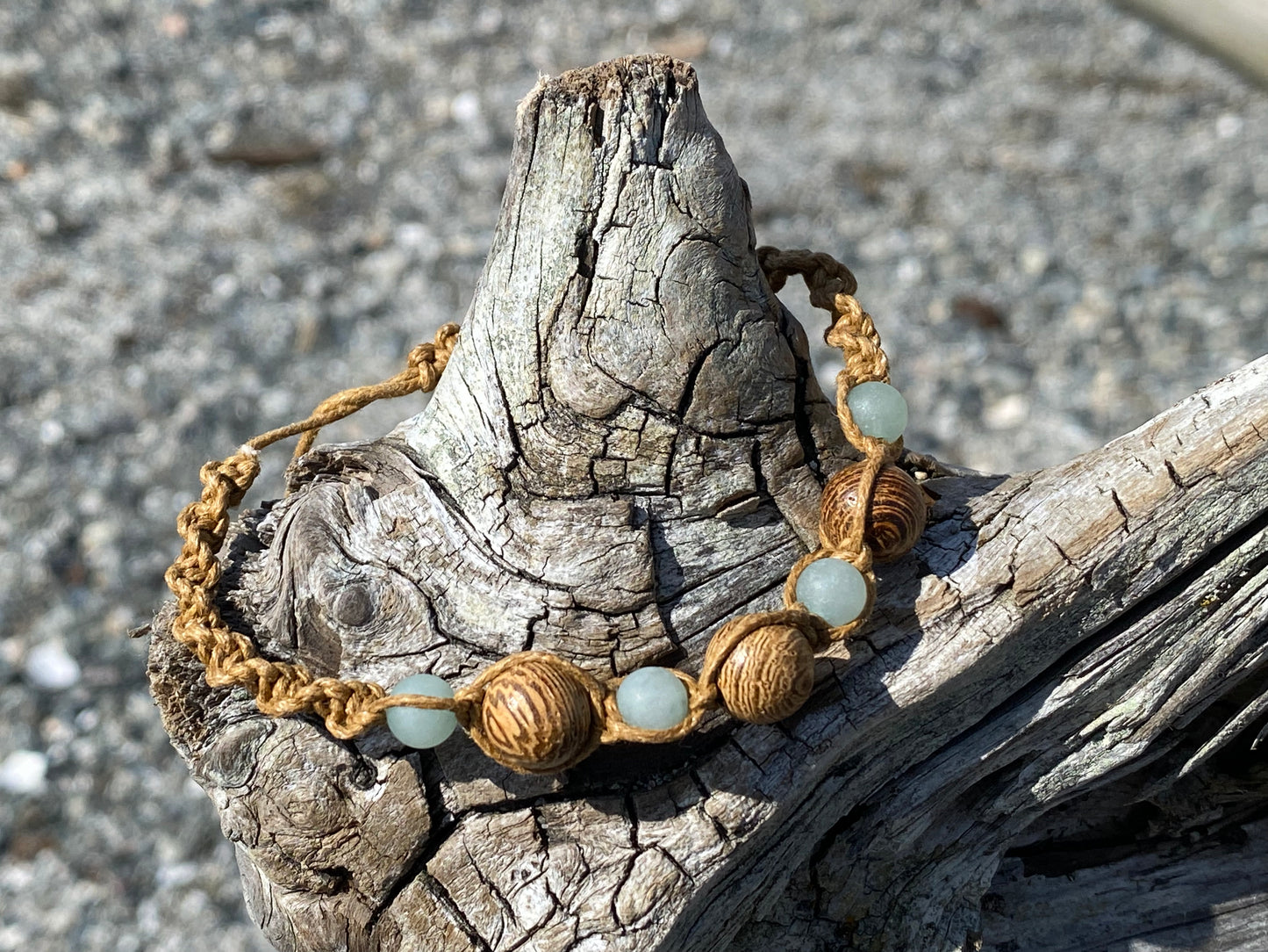 Stone and Textured Wood Bracelet